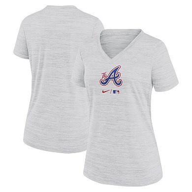 Women's Nike Gray Atlanta Braves 2023 City Connect Velocity Practice Performance V-Neck T-Shirt