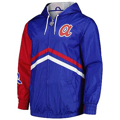 Men's Mitchell & Ness  Royal Atlanta Braves Undeniable Full-Zip Hoodie Windbreaker Jacket