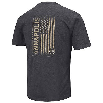 Men's Colosseum Heather Black Navy Midshipmen Big & Tall OHT Military Appreciation Playbook T-Shirt