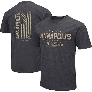 Men's Colosseum Heather Black Navy Midshipmen Big & Tall OHT Military Appreciation Playbook T-Shirt