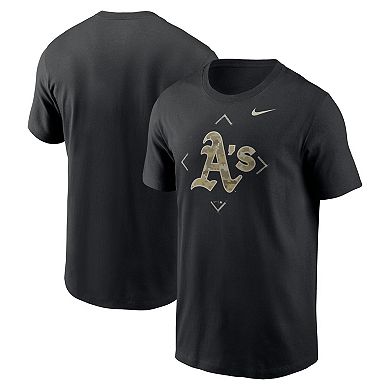 Men's Nike Black Oakland Athletics Camo Logo T-Shirt