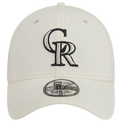 Men's New Era White Colorado Rockies Chrome Team Classic 39THIRTY Flex Hat