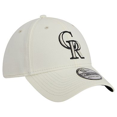 Men's New Era White Colorado Rockies Chrome Team Classic 39THIRTY Flex Hat