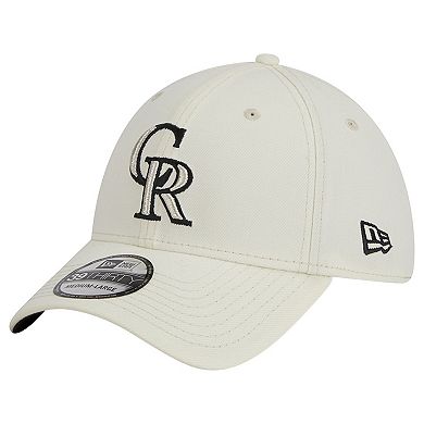 Men's New Era White Colorado Rockies Chrome Team Classic 39THIRTY Flex Hat