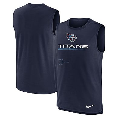 Men's Nike Navy Tennessee Titans Muscle Trainer Tank Top