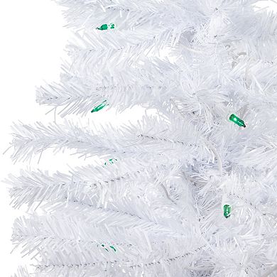 Northlight 3' Pre-Lit Woodbury White Pine Slim Artificial Christmas Tree - Green Lights