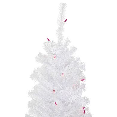 Northlight 4-ft. Pre-Lit Pink Lights Woodbury White Pine Slim Artificial Christmas Tree