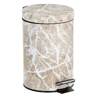 mDesign 3L Metal Round Step Garbage Trash Can with Removable Liner & Lid