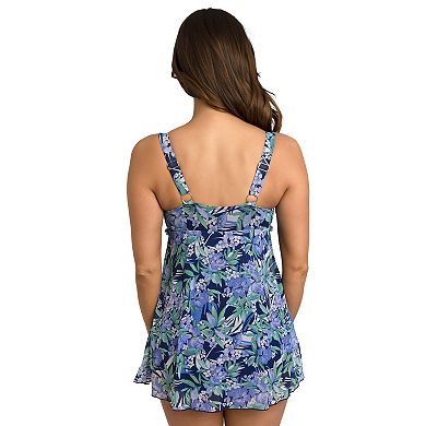 Women’s A Shore Fit Mesh Thigh Solutions V Neck Flyaway Swim Dress