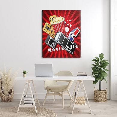 Stupell Home Decor Movie Nite Vintage Cinema Popcorn Canvas Wall Art