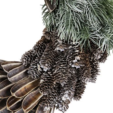Northlight Brown and Green Pine Needle and Pine Cone Artificial Christmas Wreath 13.5-in. Unlit