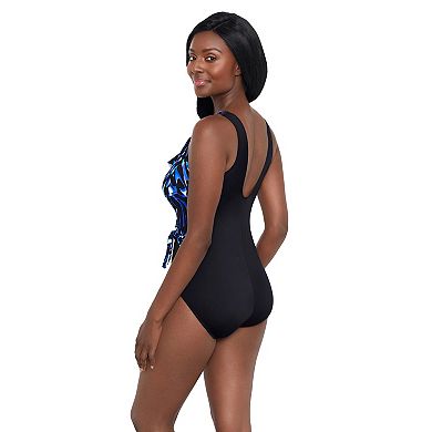 Women's Great Lengths Ruffle Sash Surplice One-Piece Swimsuit