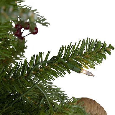 Northlight 7.5' Pre-Lit Mixed Winter Berry Pine Artificial Christmas Tree - Clear Lights