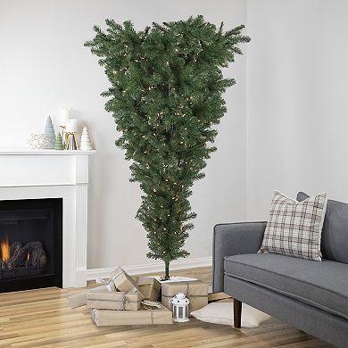 Northlight 5.5' Pre-Lit Medium Upside Down Spruce Artificial Christmas Tree - Clear Lights