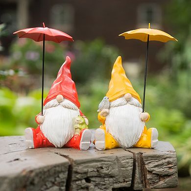 Melrose Umbrella Garden Gnome Table Decor 2-piece Set