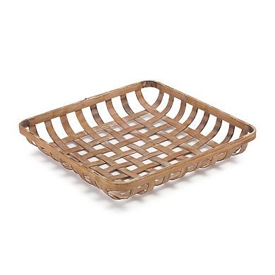 Melrose Square Woven Basket Decorative Tray Table Decor 2-piece Set