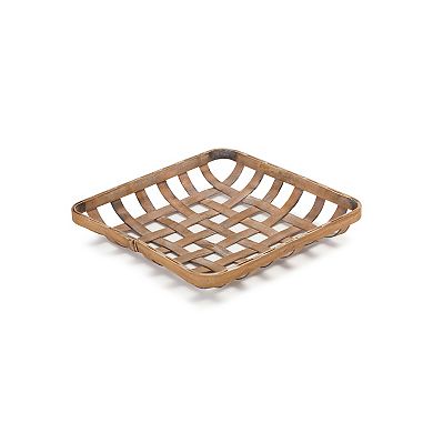 Melrose Square Woven Basket Decorative Tray Table Decor 2-piece Set