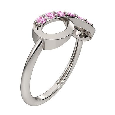 Sterling Silver Lab-Created Pink Sapphire Infinity Right Hand Ring