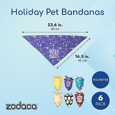 Zodaca Pet Bandana for Dogs and Cats, 6 Holiday Designs (23.6 x 16.5 In, 6 Pack)