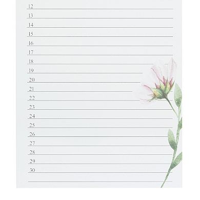 Pipilo Press 5x10 Monthly and Daily Perpetual Calendar, Spiral Flipping Pages, Floral Design