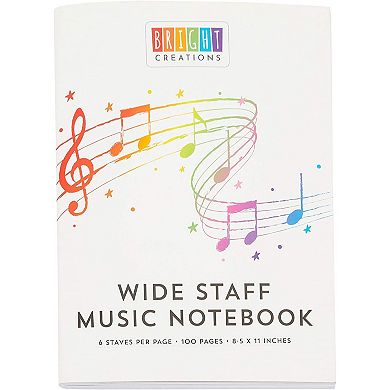 Bright Creations Music Composition Notebooks, Manuscript Staff Paper for Kids, 50 Sheets (3 Pack)
