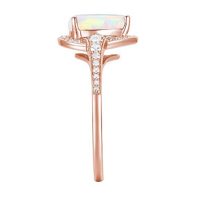 14k Rose Gold Over Silver Lab-Created Opal & Lab-Created White Sapphire Ring