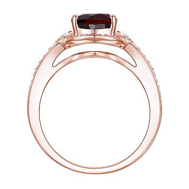 14k Rose Gold Over Silver Garnet & Lab-Created White Sapphire Ring