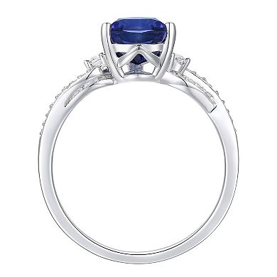 Stirling Silver Lab-Created Sapphire Ring 