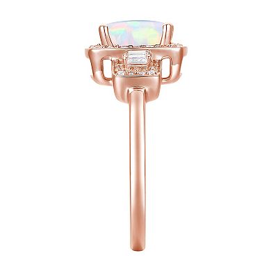 14k Rose Gold Over Silver Lab-Created Opal & Lab-Created White Sapphire Ring 