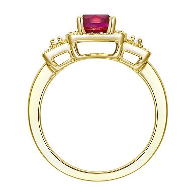 14k Gold Over Silver Lab-Created Ruby & Lab-Created White Sapphire Ring