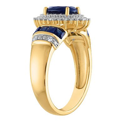 Tiara 14k Gold Over Silver Sapphire & Diamond Accent Oval Halo Ring