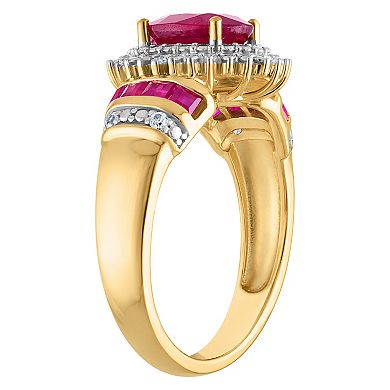 Tiara 14k Gold Plated Sterling Silver Ruby & Diamond Accent Ring