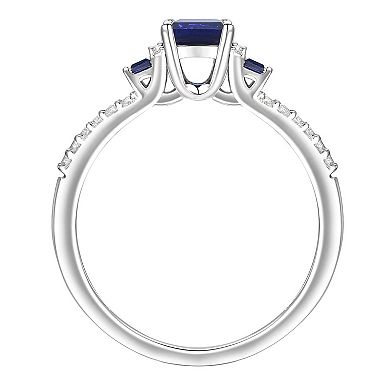 Sterling Silver Lab-Created SAPH, Lab-Created White Sapphire Solitaire Ring