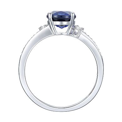 Sterling Silver Lab-Created Blue & White Sapphire Ring