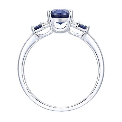 Sterling Silver Lab-Created Blue & White Sapphire Ring