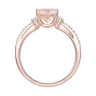 14k Rose Gold Over Silver Lab-Created Morganite & Lab-Created White Sapphire Ring