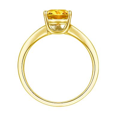14k Gold Over Silver Citrine & Lab-Created White Sapphire Teardrop Ring