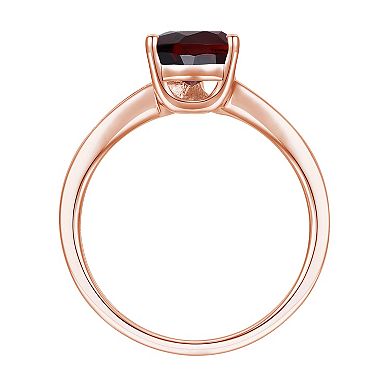 14k Rose Gold Over Silver Garnet & lab-Created White Sapphire Teardrop Ring