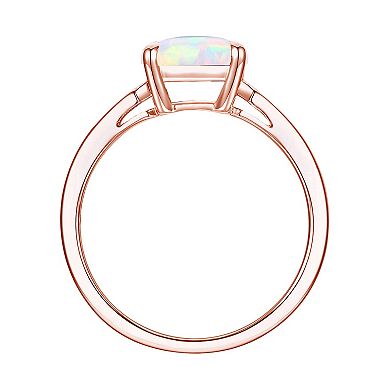 14k Rose Gold Over Silver Lab-Created Opal & Lab-Created White Sapphire Ring