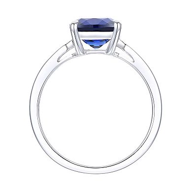 Sterling Silver Lab-Created Blue & White Sapphire Ring