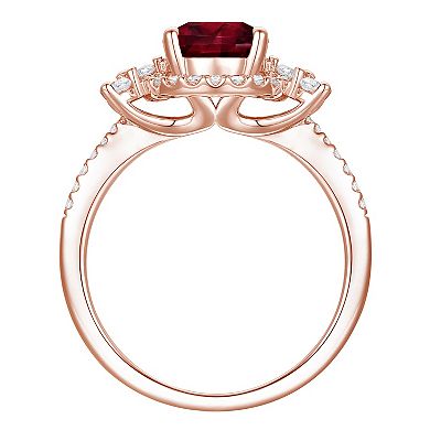 14k Rose Gold Over Silver Garnet & Lab-Created White Sapphire Oval Halo Ring