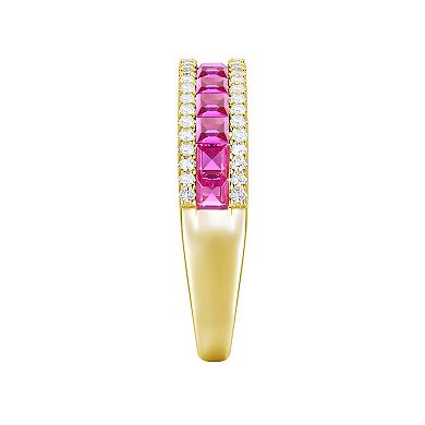 14k Gold Over Silver Lab-Created Ruby & White Sapphire Ring