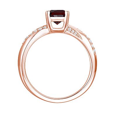 14k Rose Gold Over Silver Garnet & Lab-Created White Sapphire Ring
