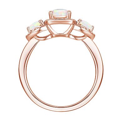 14k Rose Gold Over Silver Lab-Created Opal & Lab-Created White Sapphire Ring