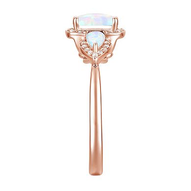 14k Rose Gold Over Silver Lab-Created Opal & Lab-Created White Sapphire Ring