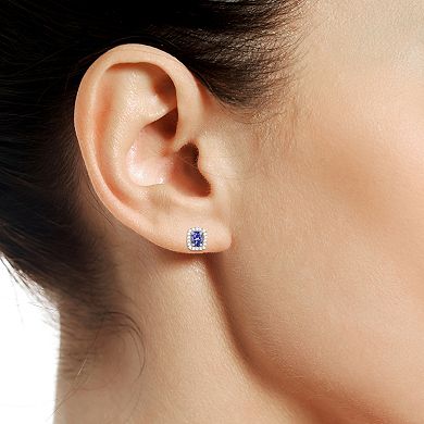 Sterling Silver Lab-Created White Sapphire & Tanzanite Earrings
