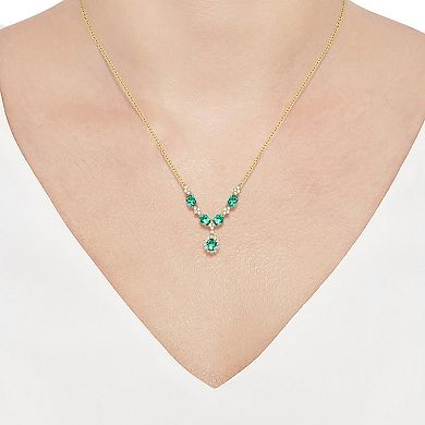 14k Gold Over Silver Lab-Created Emerald Necklace