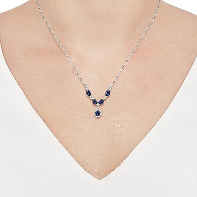 Sterling Silver Lab-Created Sapphire Necklace