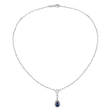 Sterling Silver Lab-Created Sapphire Necklace