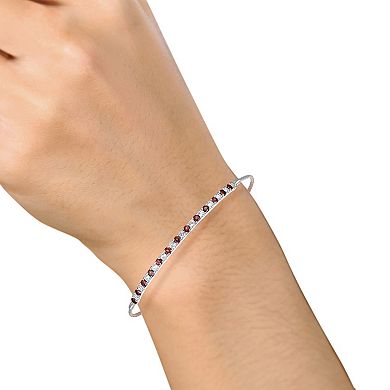 Sterling Silver Garnet & Lab-Created White Sapphire Bracelet